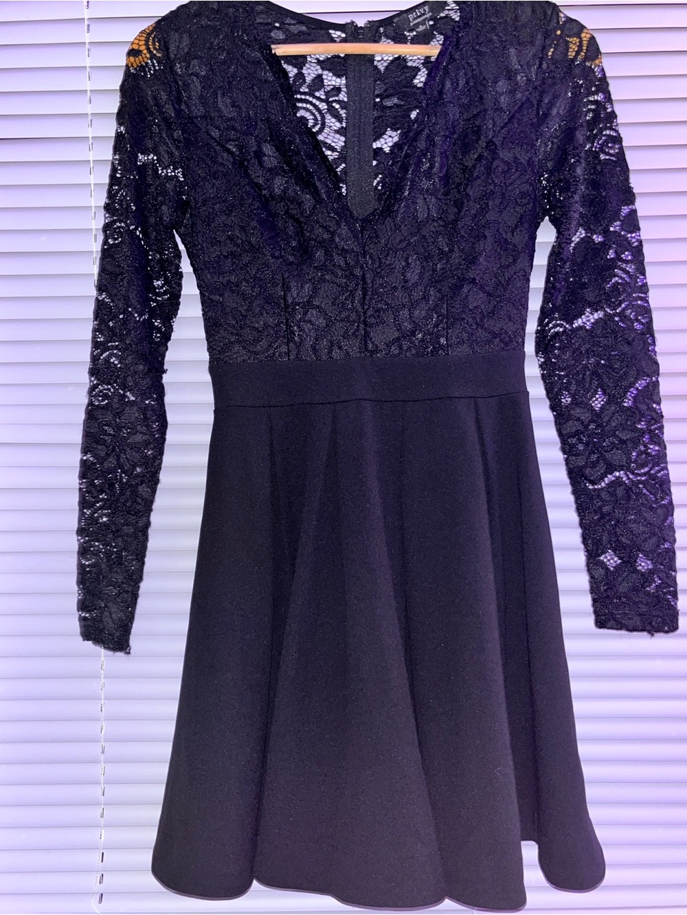 privy Black Lace Long-Sleeve V-Neck Fit & Flare Dress